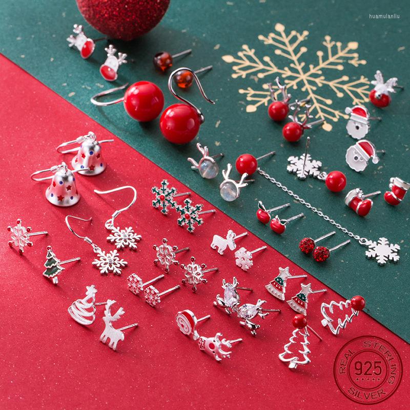 

Stud Earrings La Monada Red Christmas Korean Minimalist Women Silver 925 Jewelry For