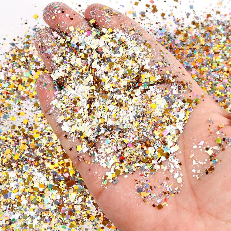

Nail Glitter 50g Gold Mix Art Flakes Powder Holographic Silver Square Chunky Sequins Bulk For DIY Paillette