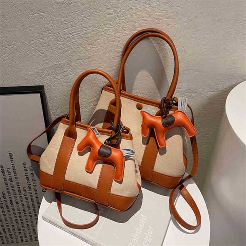 

Bags Canvas Handbag women's 2022 new color contrast Tote Bag trendy sling single Shoulder Messenger Purses, Black