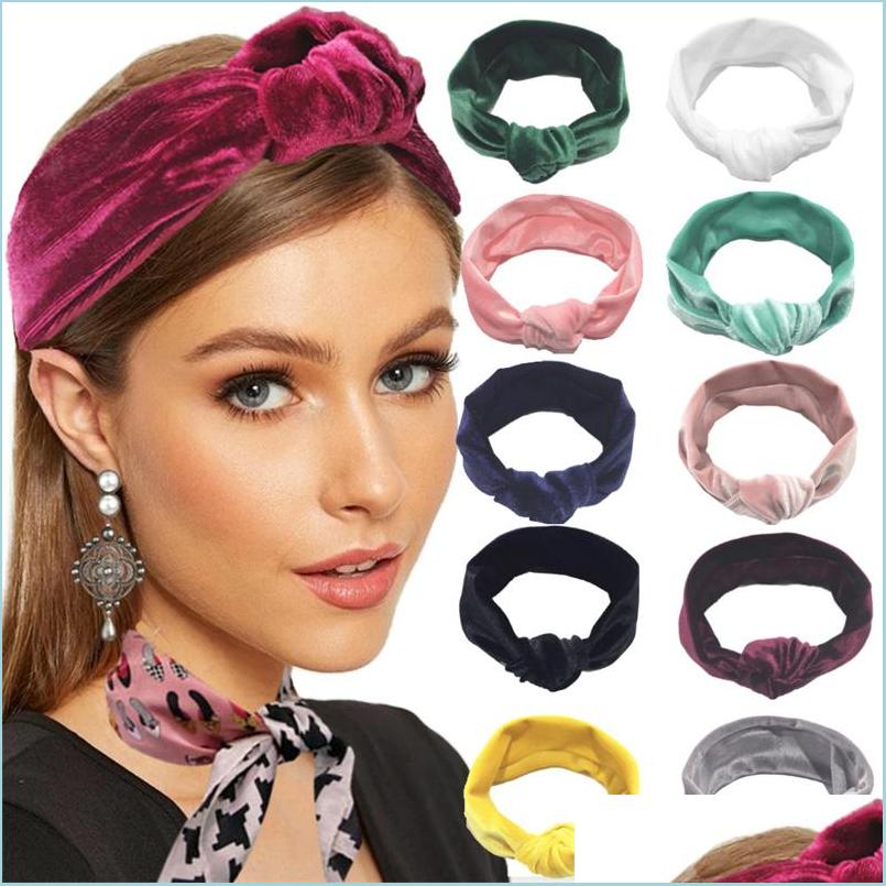 

Hair Accessories Solid Color Gold Veet Cross Stretch Fabric Women Girl Headband Hair Accessories Headpiece Turban Bandage Headwear 2 Dh2E8