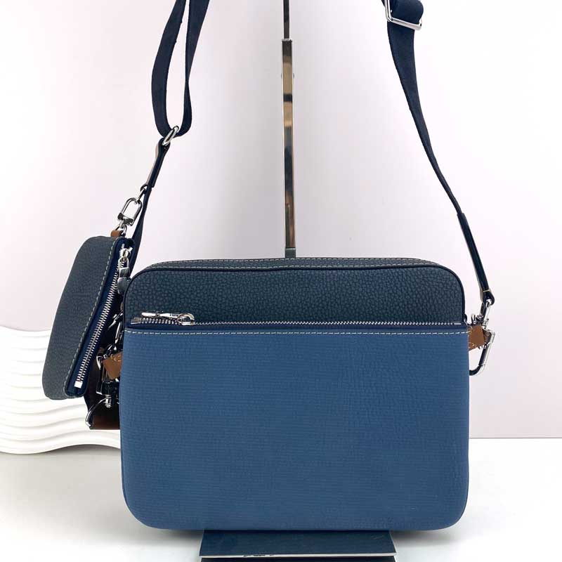 

Mens designer bags Denim blue genuine leather cross body bag 5A Messenger Trio Briefcase 2 pieces shoulder Zipper Wallet Outdoor leisure package M21544