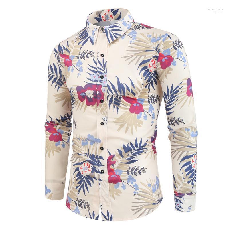 

Men's Casual Shirts Men's 2022 Spring Floral Print Mens Clothing Long Sleeve Shirt Slim Flower Printing Camisa Masculina Dress -3XL, Picture color