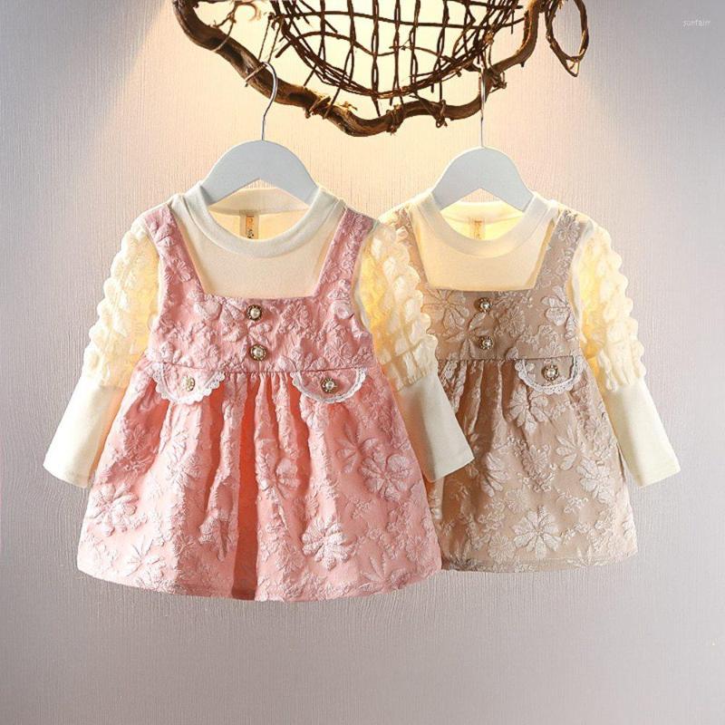 

Girl Dresses Fashion Autumn Girls Kids Princess Dress Spring Long Sleeve Baby Infants Sweet Vestidos Outfits ADK1517, Pink