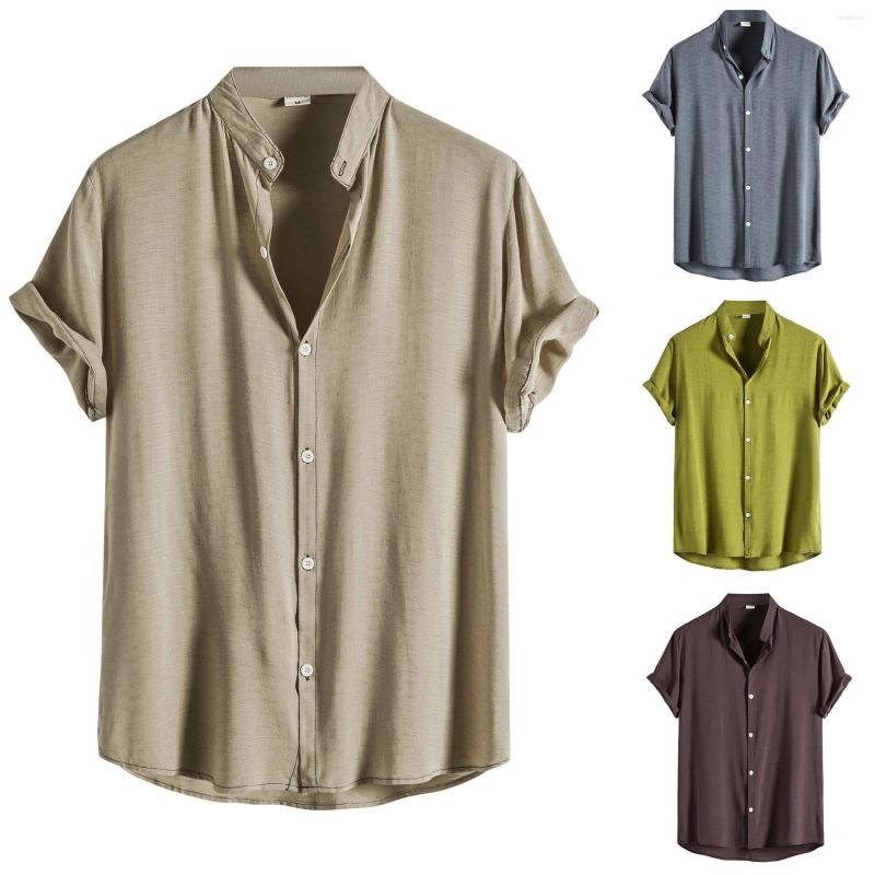 

Men's Casual Shirts Summer Men's Harajuku Solid Color Shirt Male Loose Short Sleeve Social