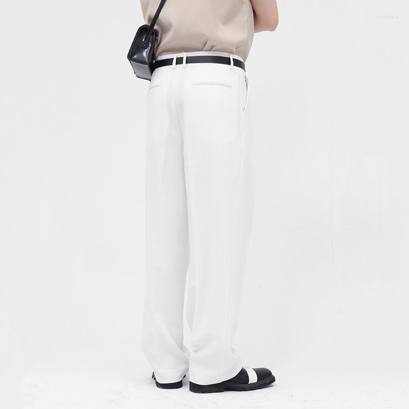 

Men's Suits White Menswear Suit Pants Casual Straight Trousers 2022 Spring Summer Korean Chic Simple Wide Leg Long 2A0221, Black