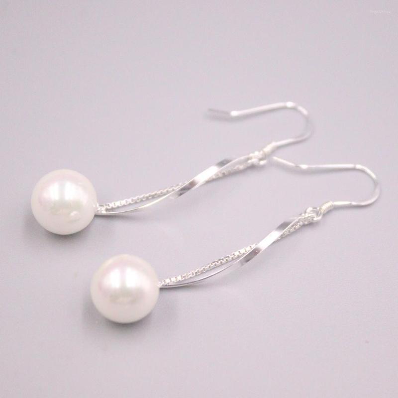 

Dangle Earrings Real Silver 925 Drop For Women Female Girl Gold Korean Natural Pearl Ball National Style Weave