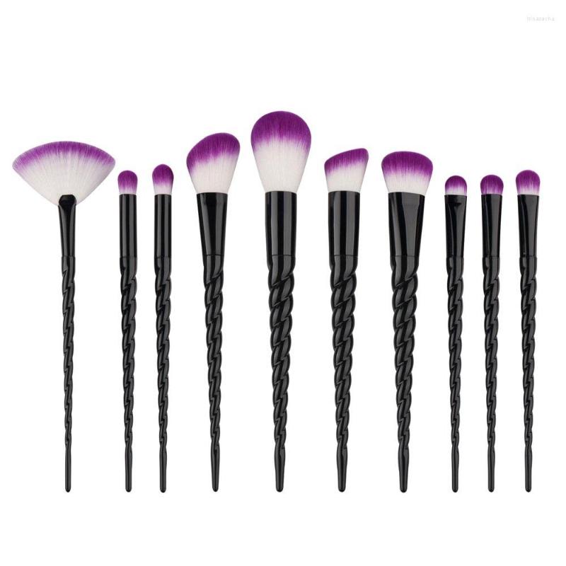 

Makeup Brushes 10pcs Spiral Set Foundation Eyeshadow Base Powder Blush Blending Purple Brush Cosmetic Tools