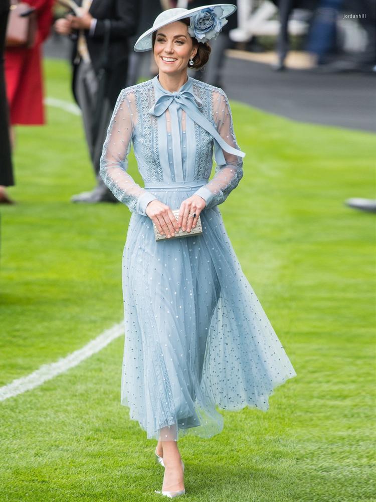 

Casual Dresses Princess High Quality Women' Party Sexy Vacation Vintage Elegant Chic Embroidery Long Sleeve Lace Dress, Blue