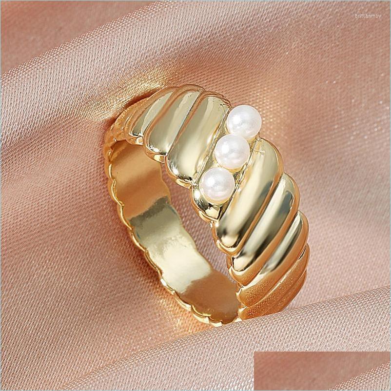 

Cluster Rings Cluster Rings Vintage Baroque Pearl Wedding For Women Girl Fashion Gold Copper Geometric Thread Party Ring 2022 Trend Dhzdb