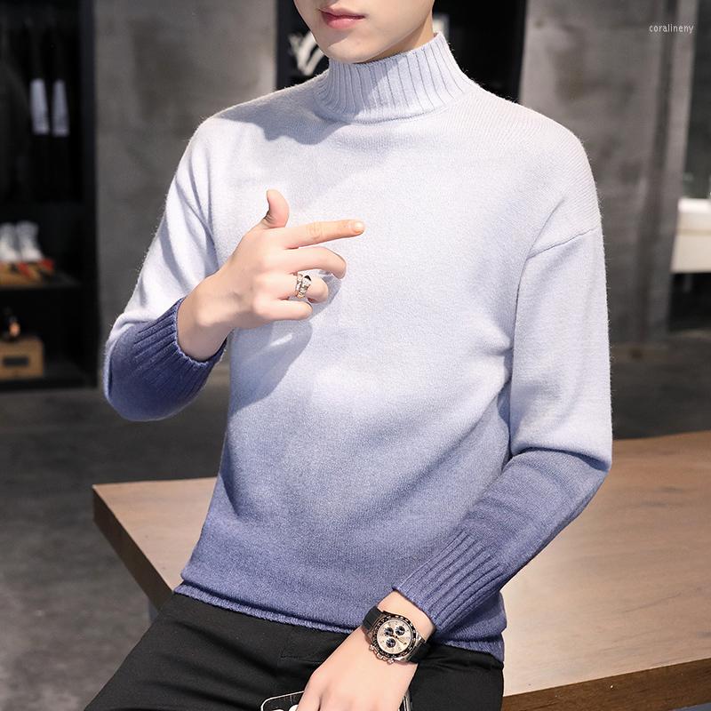 

Men's Sweaters Gradient Sweater For Men Young Students Trend Personality Contrast Knit Pullover Ugly Christmas Half Collar Men's, Yellow