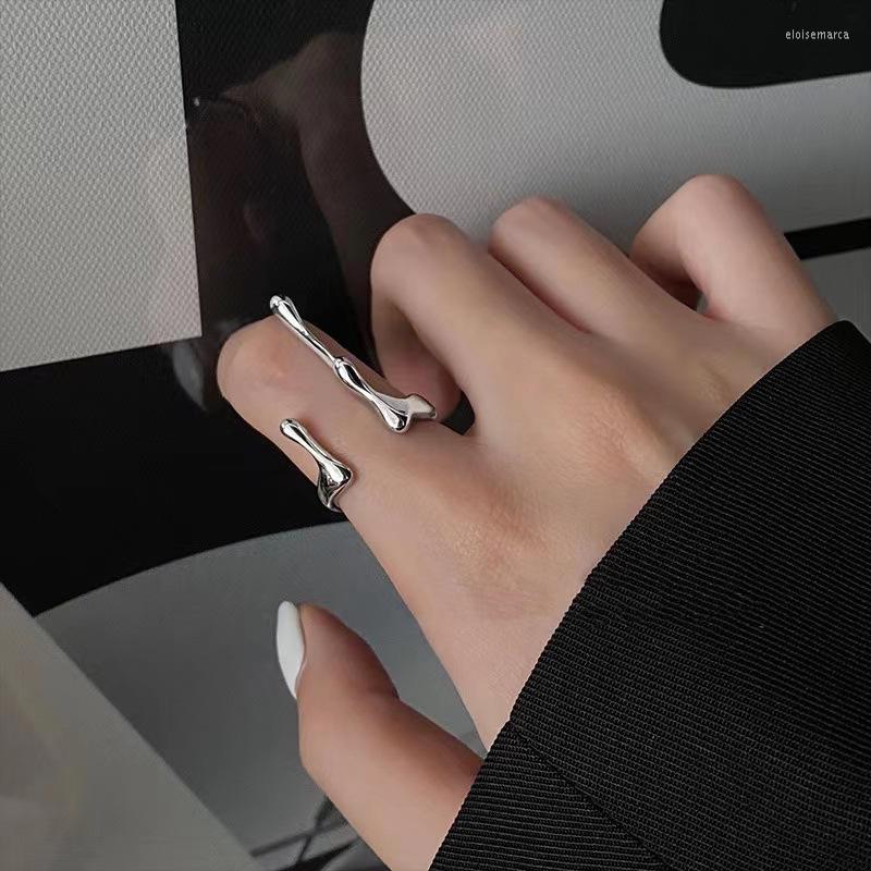 

Cluster Rings Fashion Design Silver Color Irregular Liquid Lava Open Ring For Women Retro Simple Adjustable Wedding Jewelry