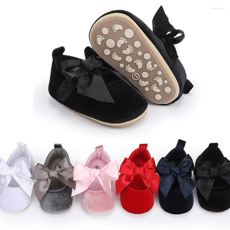 

First Walkers Infant Walking Casual Shoes Toddler Princess Bowknot Non-slip Rubber Soft-Sole Flat PU Walker Born, White