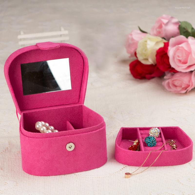

Jewelry Pouches Shell Velvet Mirrored Storage Case Exquisite Box Ring Necklace Display Holder Women Gift