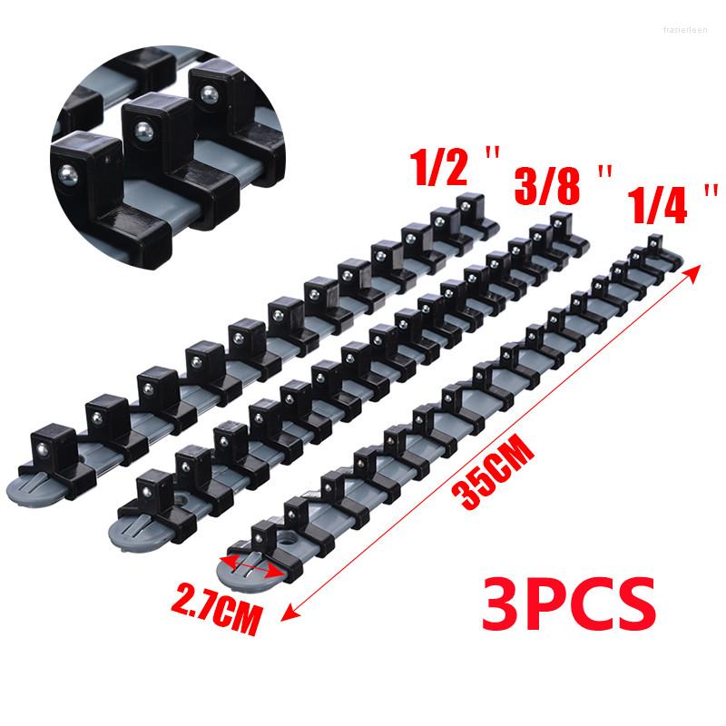 

3pcs/set 1/4" 3/8" 1/2" Plastic Socket Tray Rail Rack Storage Holder Organizer Shelf Stand Wrench Holders Home Tools