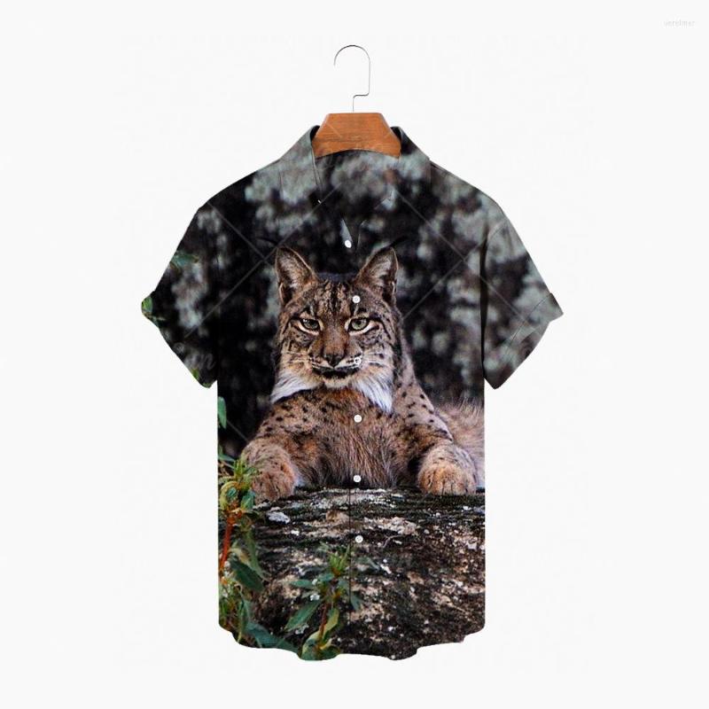 

Men' Casual Shirts Men' Shirt Hawaii Camicias Feline Single Button All-match Printing Short-sleeved, Zm-102