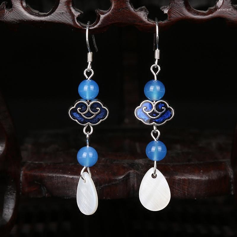 

Backs Earrings Classical Antiquity Retro Imitation Shellfish Allergy Earring Cloisonne Female Temperament With Cheongsam