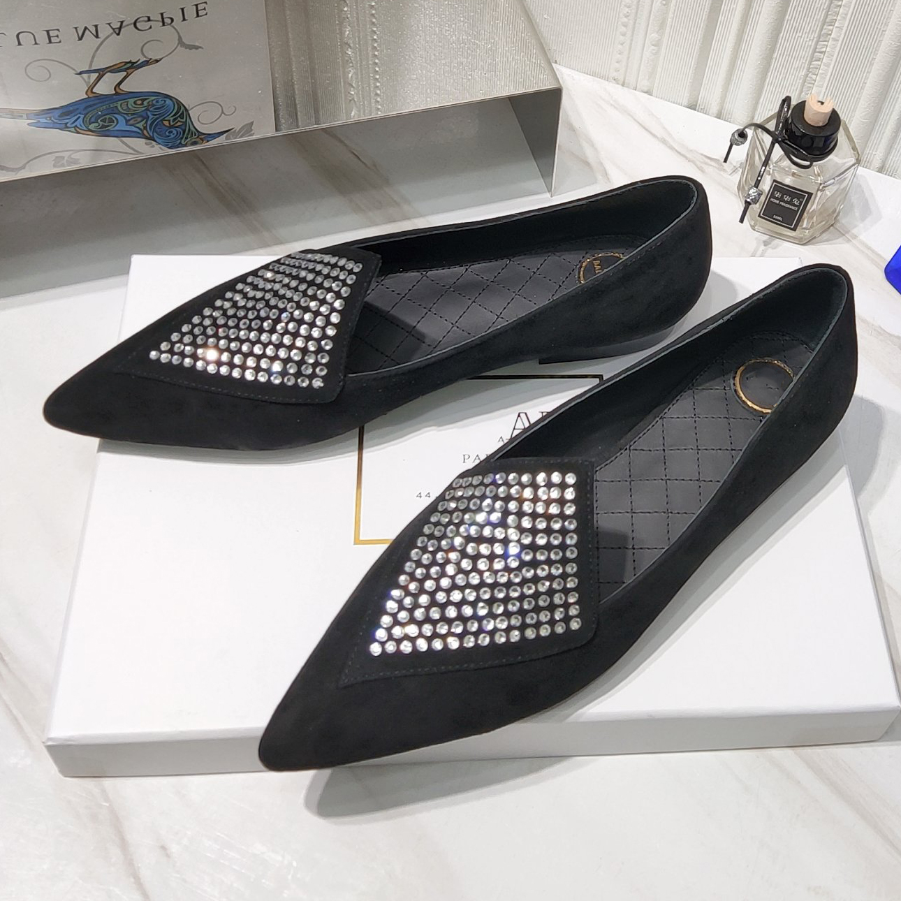 

Genuine Leather Black Flat Lady pumps pointed toes Lazy Loafer shoes fashion Sandal women Luxury Designers Brand flat Dress shoe ladies loafers factory footwear, Blue