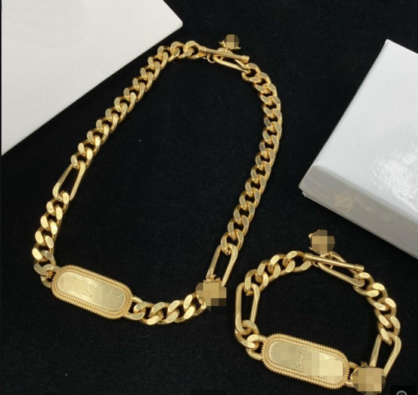 

Luxury Cuba Thick Chain Necklaces Bracelet Letter Logo Banshee Medusa women's Necklace Brass 18K gold plated ladies Designer Jewelry Gifts ENV--C767