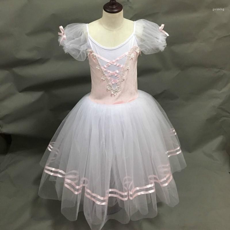 

Stage Wear Short Puff Sleeve Giselle Ballet Costumes Child Kids Adult Long Ballerina Dress Women Tutu Girls Performance Dancing, Blue