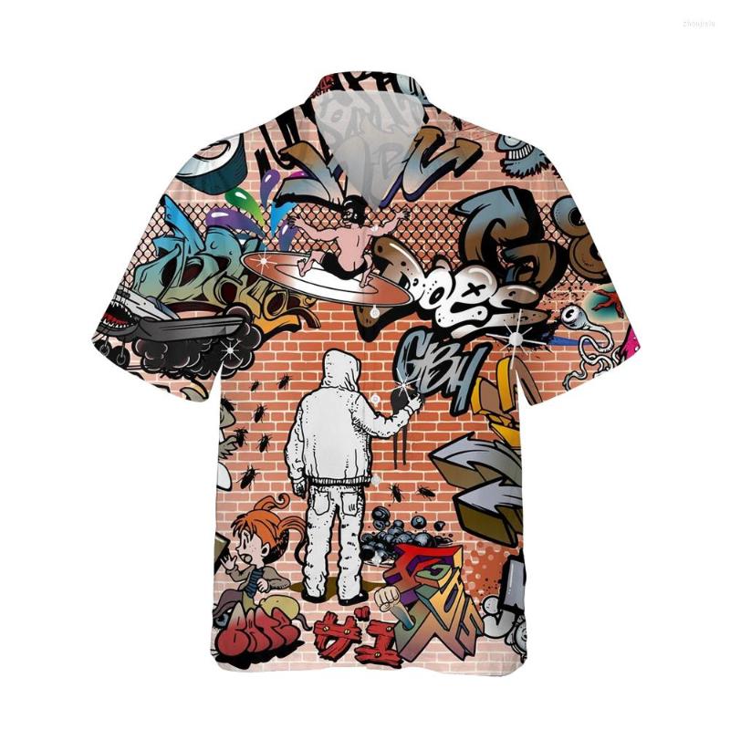 

Men' Casual Shirts Jumeast 3d Cool Graffiti Art Printed Hawaiian Funny Shirt Men Vintage Short Sleeve Mens Fashion Hip Hop Streetwear, 02