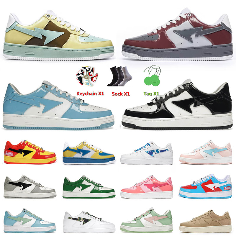 

2022 Platform Designer Casual Shoes Bapesta Vintage A Bathing Bapestas Baped Sk8 Sta Vintage Patent Black White Camo Paste Pink men women Skate Low, A11
