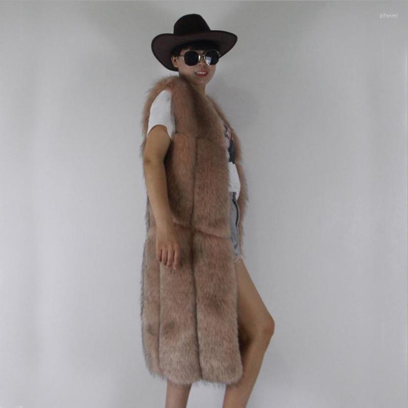 

Women' Fur -3XL Fashion Faux Patchwork Overcoat Winter Brand Female Longer Vest Jacket Coats Wq811, White