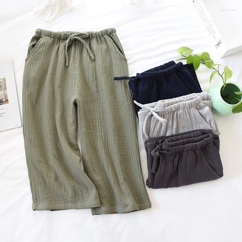 

Men's Sleepwear Men's Pajama Trousers Summer Cropped Pants Cotton Crepe Solid Color Plus Size Mens See Through, Gray