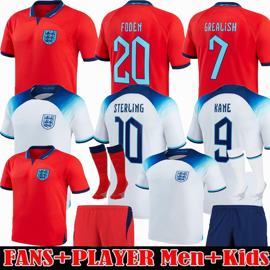 

Angleterre KANE UK soccer jerseys 2022 GREALISH ENGlANDS MEAD SANCHO national football shirt 2023 STERLING MOUNT RASHFORD FODEN SAKA 22 23 Men Kids kit uniform, 2022 home - men+patch