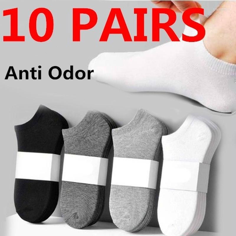 

Men's Socks 10pcs/set Men Short Business Sport Solid Color Invisible Pure Cotton Breathable Skin-friendly Male Low, Black