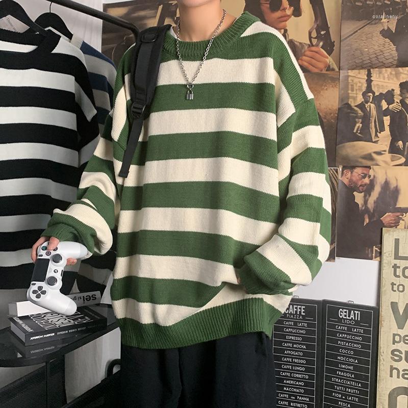 

Men's Sweaters Black And White Striped Knitwear High Quality Oversized Coat Men's Autumn Warm Couple
