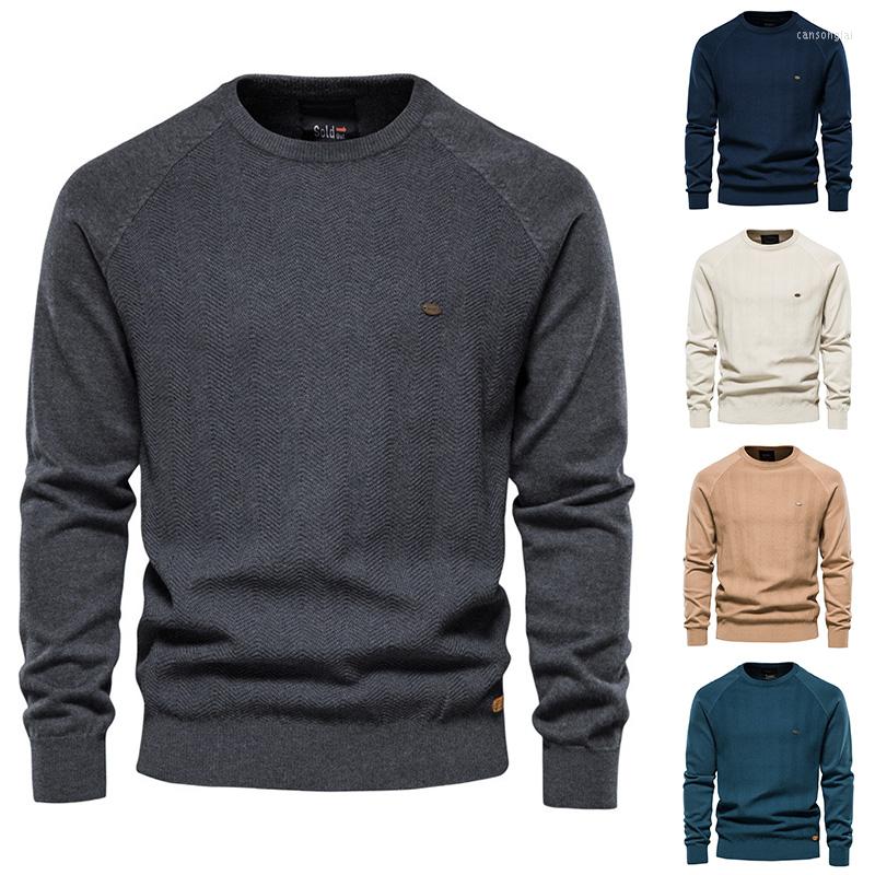 

Men's Sweaters Men Casual Autumn Winter Knitted Pullovers Tops For Mens O Neck Solid Loose Sweater Streetwear Male Clothing, Beige