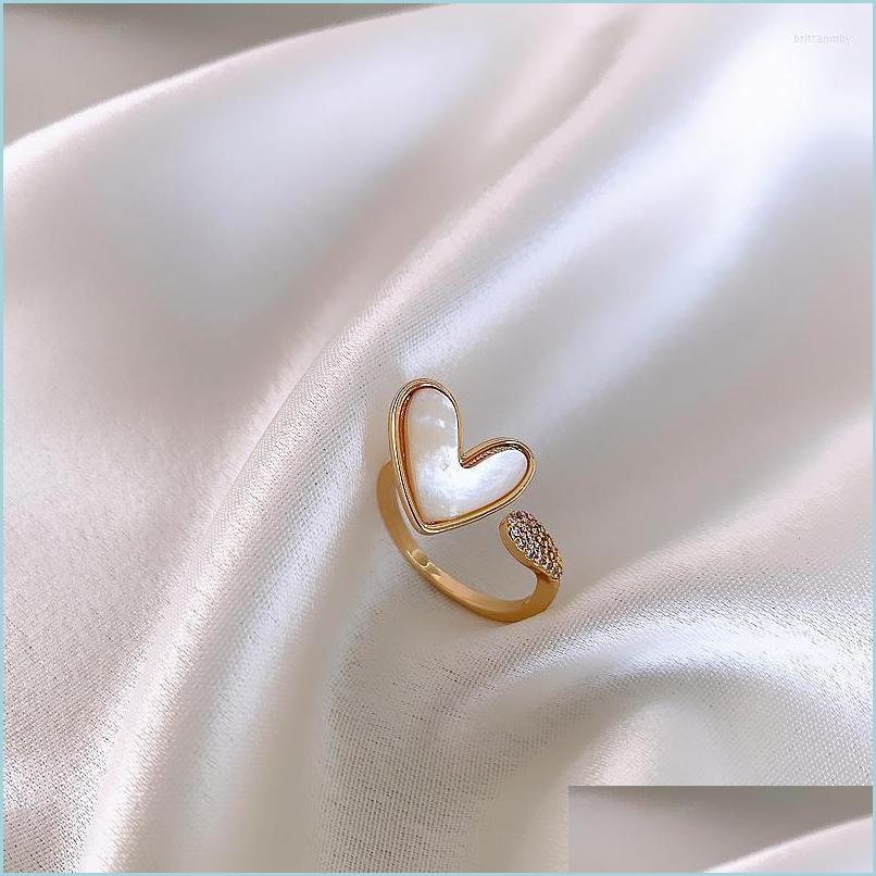 

Cluster Rings Cluster Rings Korea Fashion Jewelry Exquisite Copper Inlaid Zircon Love Shell Ring Elegant Womens Banquet Opening Adju Dhkgw