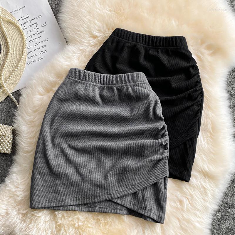 

Skirts Summer Solid Color Temperament Irregular Skirt High Waist Slim Fit And A-line Hip, Black