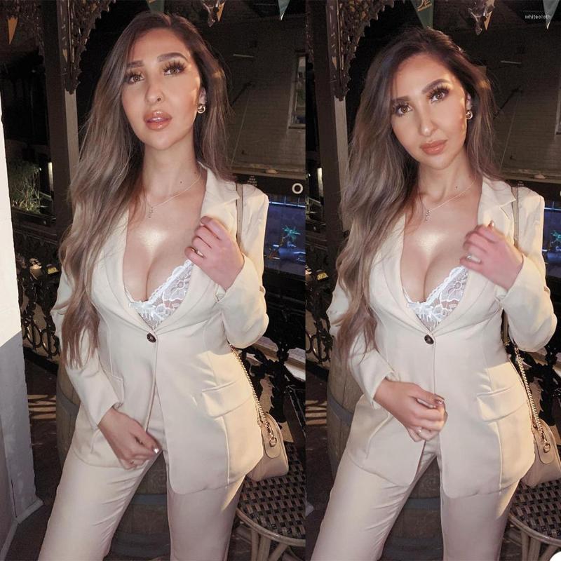 

Women's Two Piece Pants Deep V Neck Women Suits Custom Made One Button Slim Fit Blazer Sexy Fashion Streetwear Office Lady Casual Daily Coat, Black
