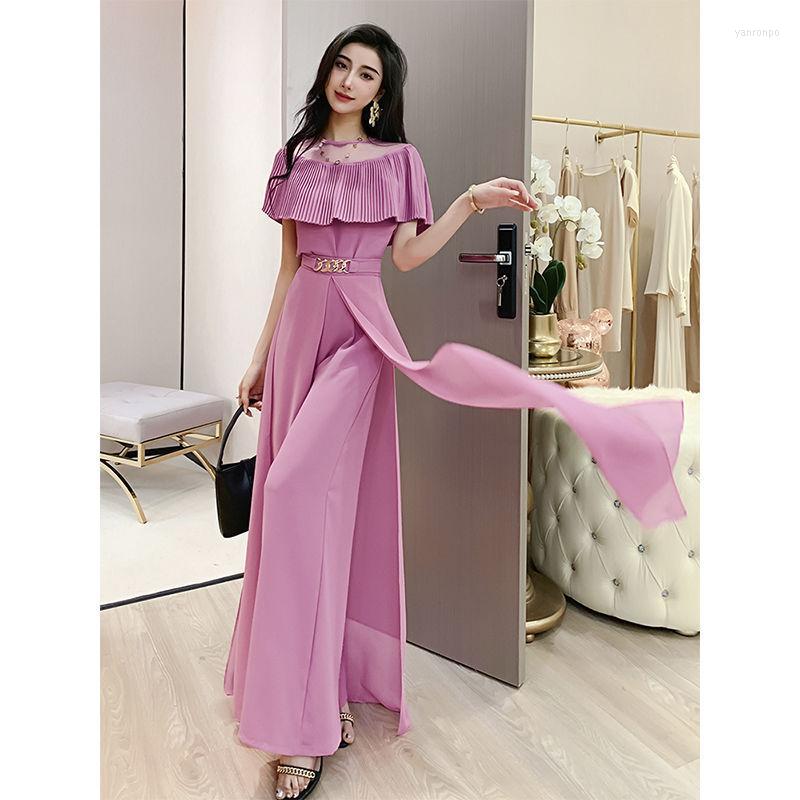 

Women' Two Piece Pants Women' Arrival Women Mesh Blouse Top Trousers 2022 Summer Female Pieces Suits Ladies Wide Leg, Pink