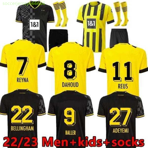 Haaland Reus World Cup Dortmund Soccer Jersey Fans Joueur 2022 2023 Shirts de football Bellingham Men Kids Reyna Brandt Emre Can Haller Guerreiro