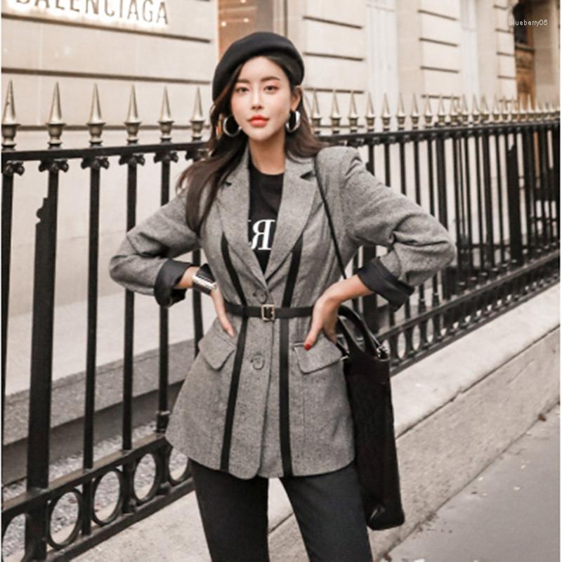 

Women' Suits Womans Grey Single-Breasted Slim Suit Jackets Coats 2022 Spring Autumn Women Pockets Outerwear Female Jacket Warm Clothes, Picture color