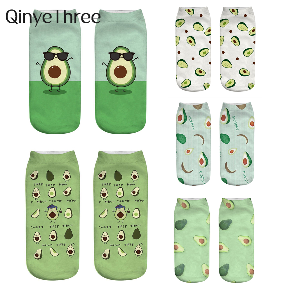 

Socks 1 Pair New 3D Printed Cartoon Happy Avocado Cool Fashion Funny Fruit Women Unisex Short Sox Art Novelty Gift Dropship Aliexpre Smtfm, As details