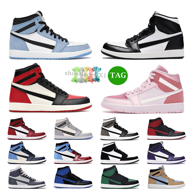 

Designer mens basketball shoes 1s Dark Mocha University Blue Bred Banned Grey Fog White Black women outdoor sports sneakers, 17