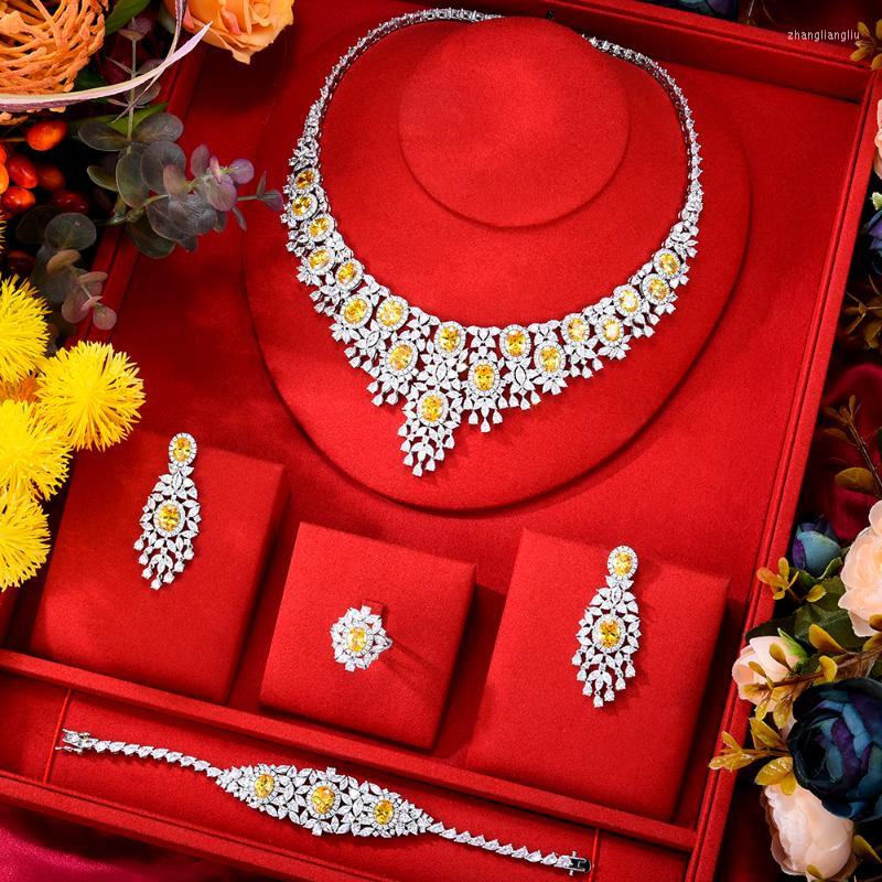

Necklace Earrings Set & Blachette Fashion Luxury Pendant Bracelet Earring Ring 4PCS Women's Bridal Wedding Banquet Exquisite Zircon, Picture shown