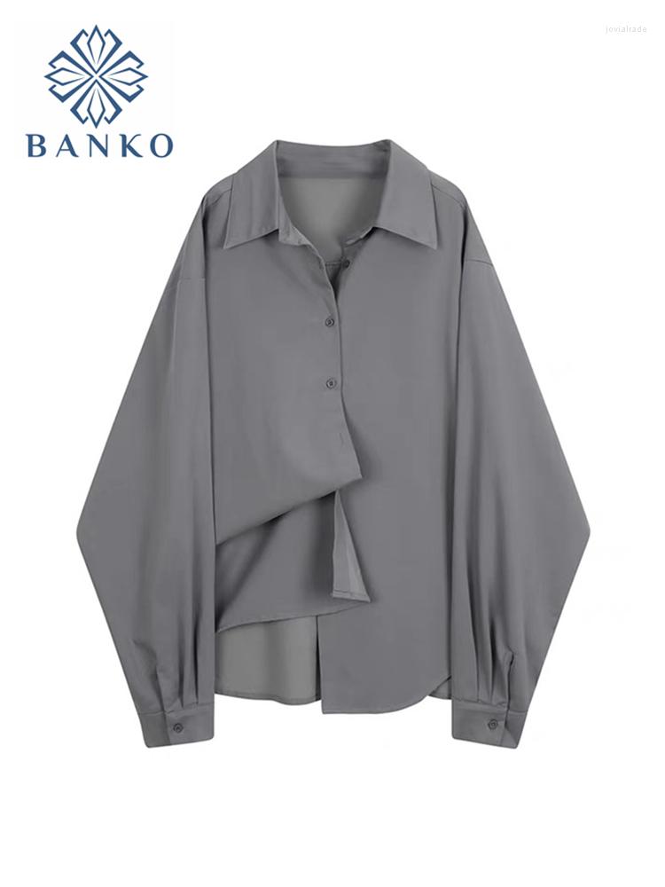 

Women' Blouses 2022 Spring Women Blouse Korean Fashion Solid Long Sleeve Irregular Womens Tops Office Lady Vintage Loose Casual Shirts, Apricot