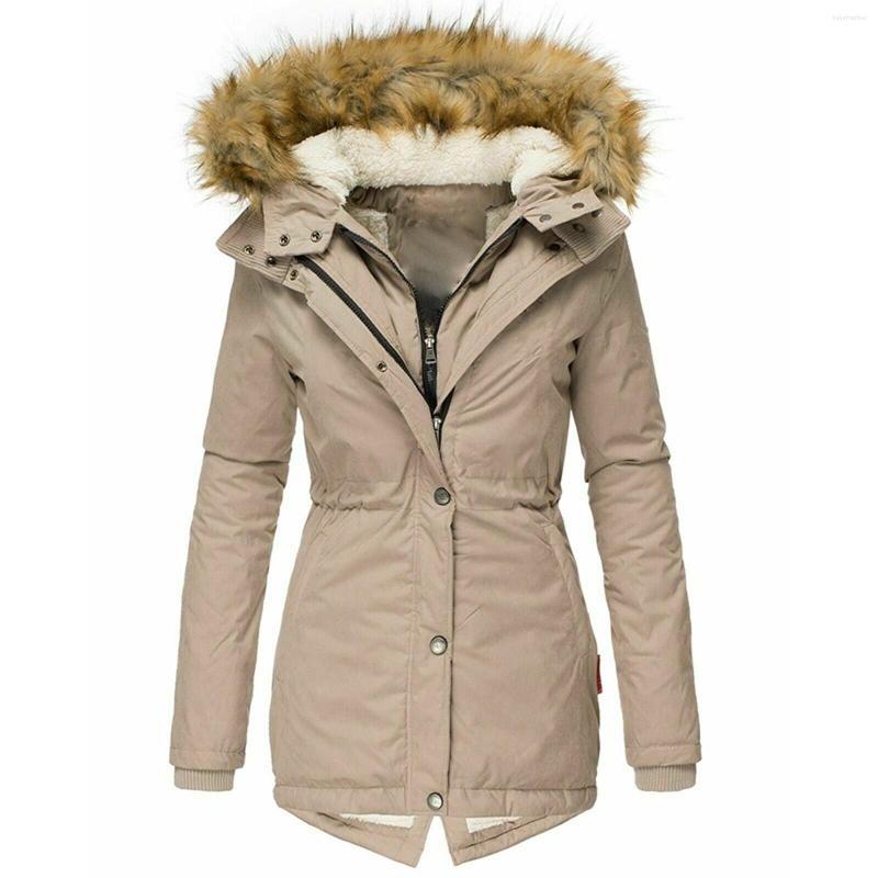 

Women' Down Winter Coats Women Cotton Wadded Hooded Jacket Medium-long Casual Parka Thickness Plus ISze XXXL Quilt Snow Outwear, Khaki
