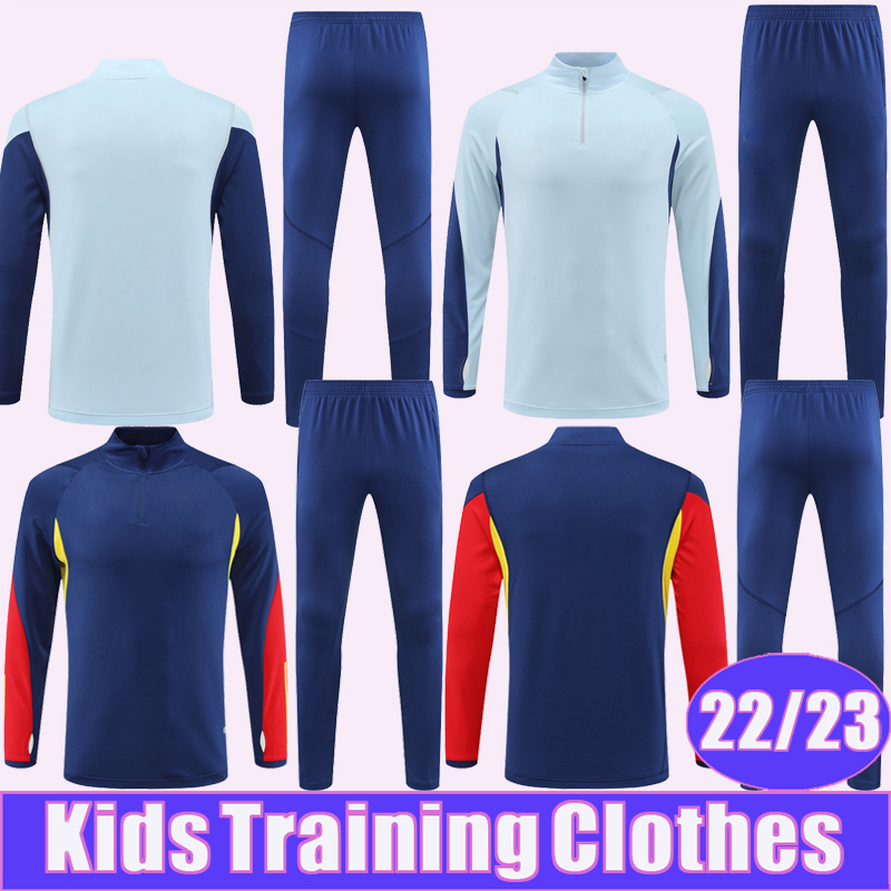 

22 23 ASENSIO FERRAN Kids Kit Suit Soccer Jerseys Training Wear National Team RODRIGO SERGIO KOKE JORDI ALBA Child Half Zip Tracksuit Football Shirts, C1116g6422 2223 kids half zipper light b