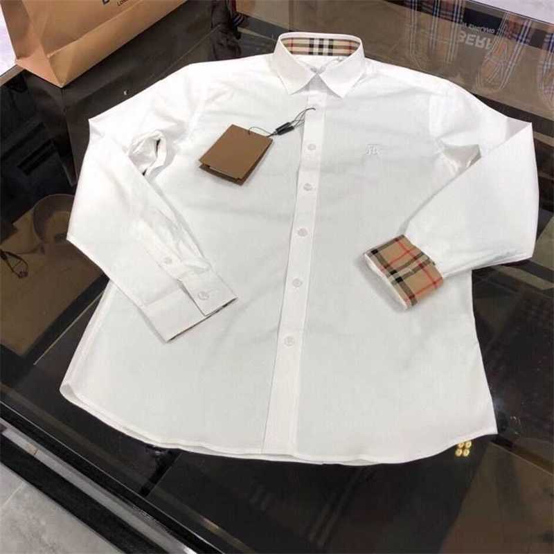 

burbrerys mens jackets coats Original Three Label B Mens Long Sleeve Lining Classic TB Letter Embroidery British Casual Shirt F1YZ, White