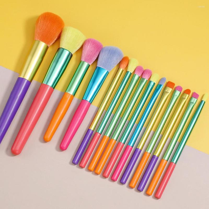 

Makeup Brushes 15pcs Professional Colorful Foundation Eyeshadow Concealer Make Up Brush Set Synthetic Hair