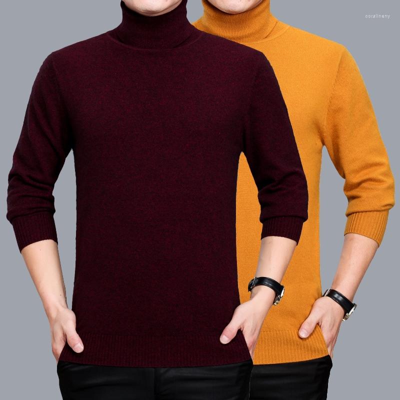 

Men' Sweaters Mens Turtleneck Cashmere Sweater Autumn & Winter Male Solid Slim Fit Warm High Collar Wool Jumper, Turtleneck-navy blue