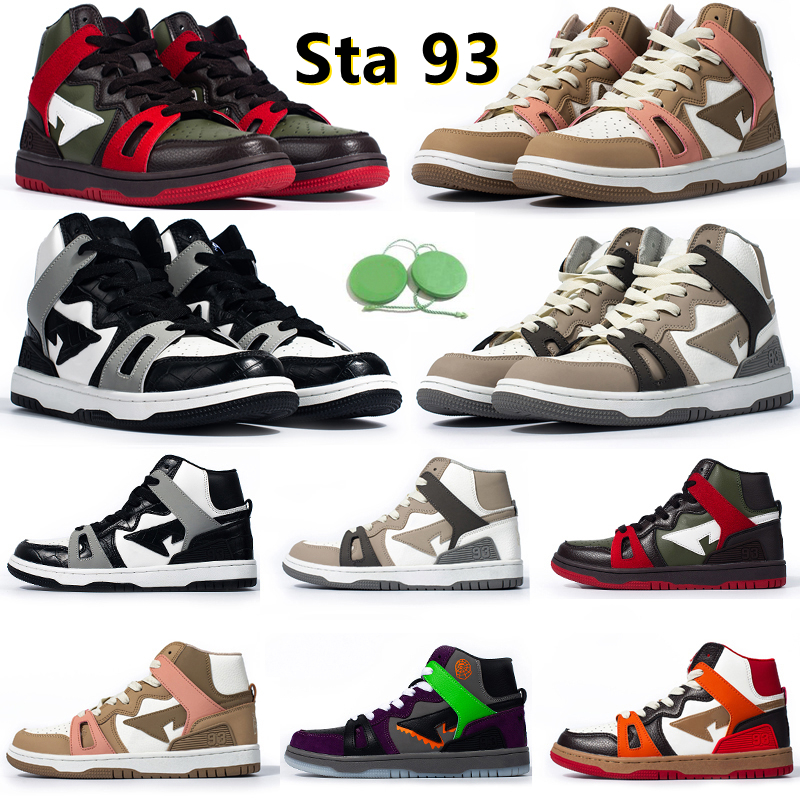 

Bapestas Baped Sta 93 High Mens Running Shoes Sneaker Red Orange Light Sand Black Grey Brown Grey Halloween Olive Green Men Women Trainers Sports Sneakers 36-45, Color#1