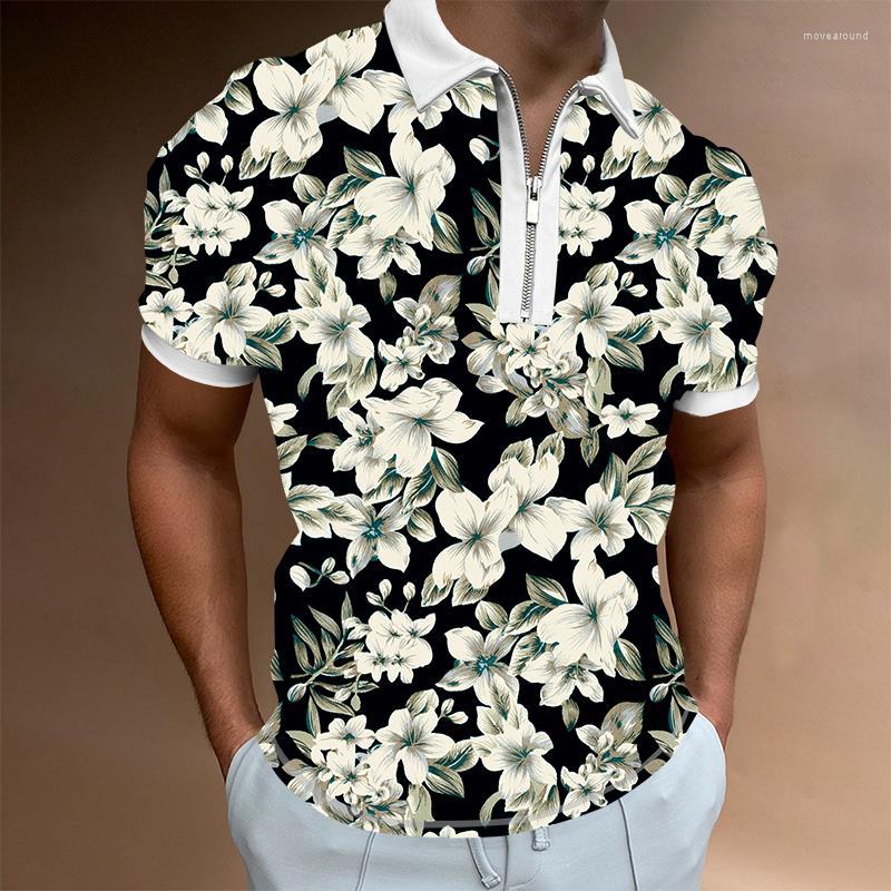 

Men's Casual Shirts Floral 3d Digital Printing Fashion High Street Crease Resistant Waterproof Short Sleeve Shirt Men's Zip-up Lapel, Pl401