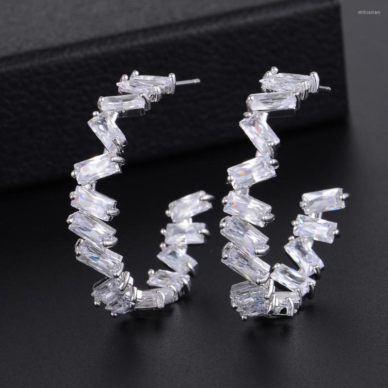 

Hoop Earrings LARRAURI 2022 Luxury Iregular Geometry Multicolor Trendy Cubic Zirconia Women Wedding Party Jewelry Addiction
