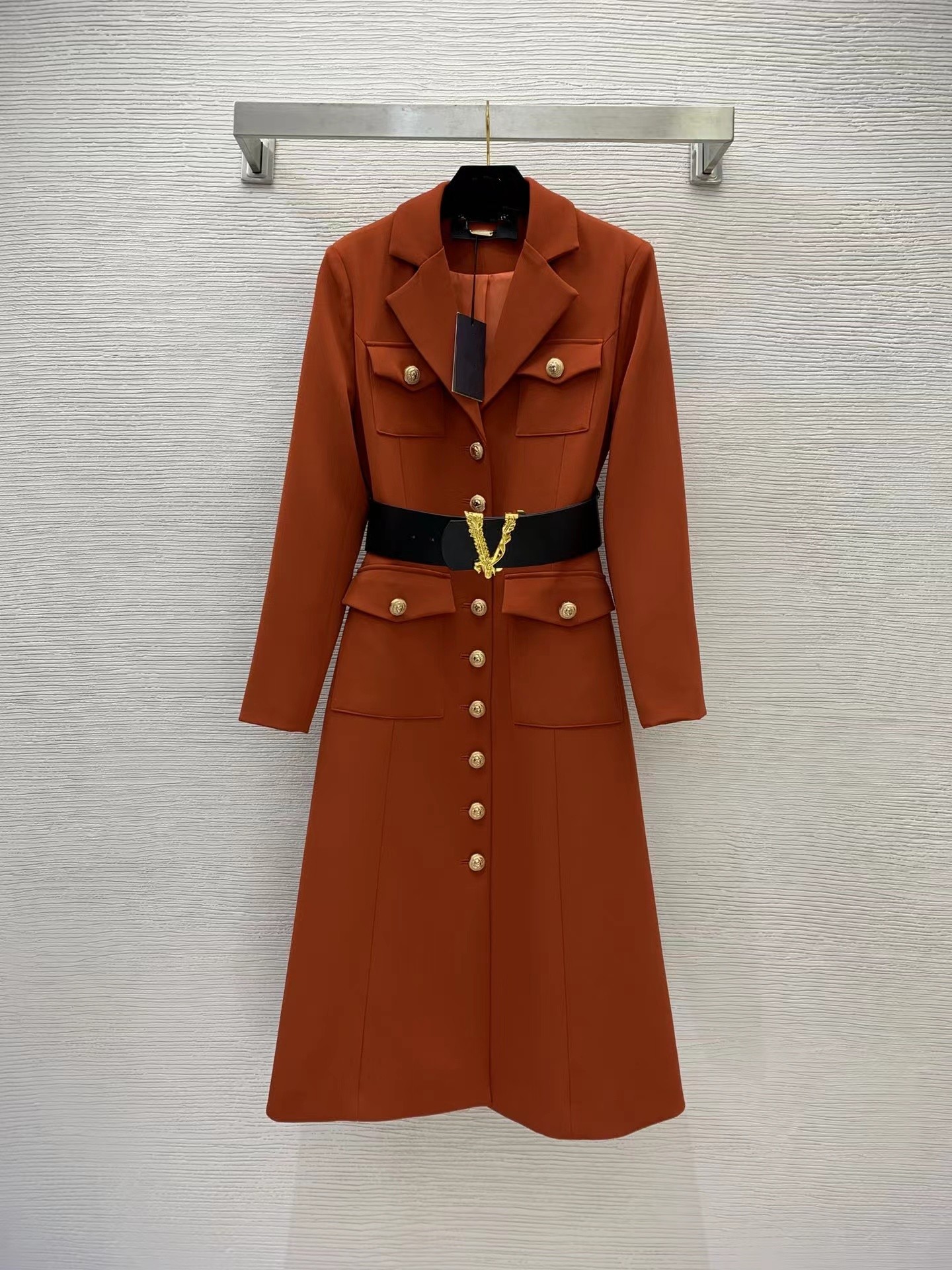 

2022 Autumn Winter Milan Runway Women' Trench Coats Lapel Neck Long Sleeve fashion Brand Same Style Women' Jackets Designer Outerwear 1031-4, Picture color